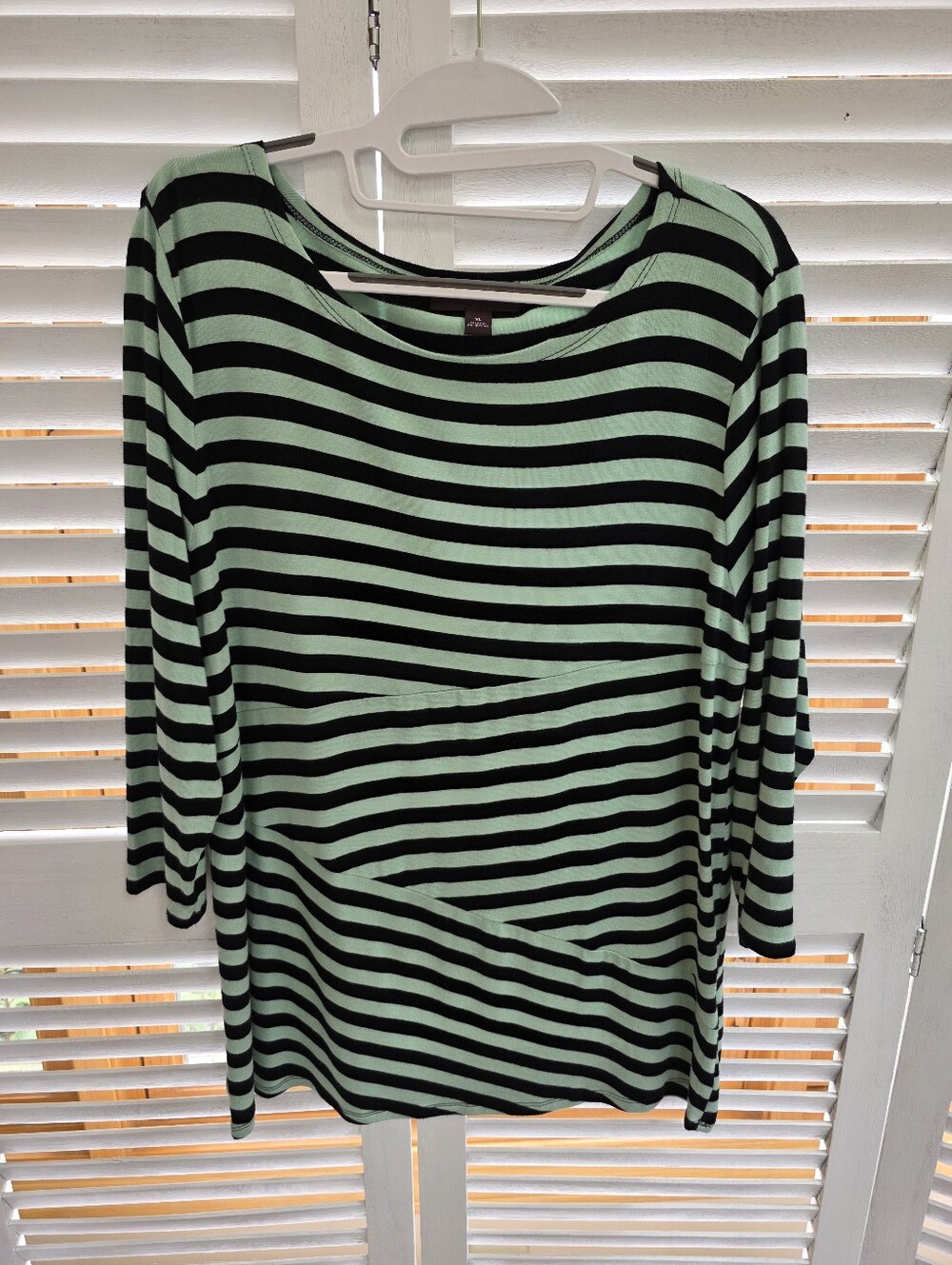 DANA BUCHMAN Striped Long Sleeve Knit Top Size XL